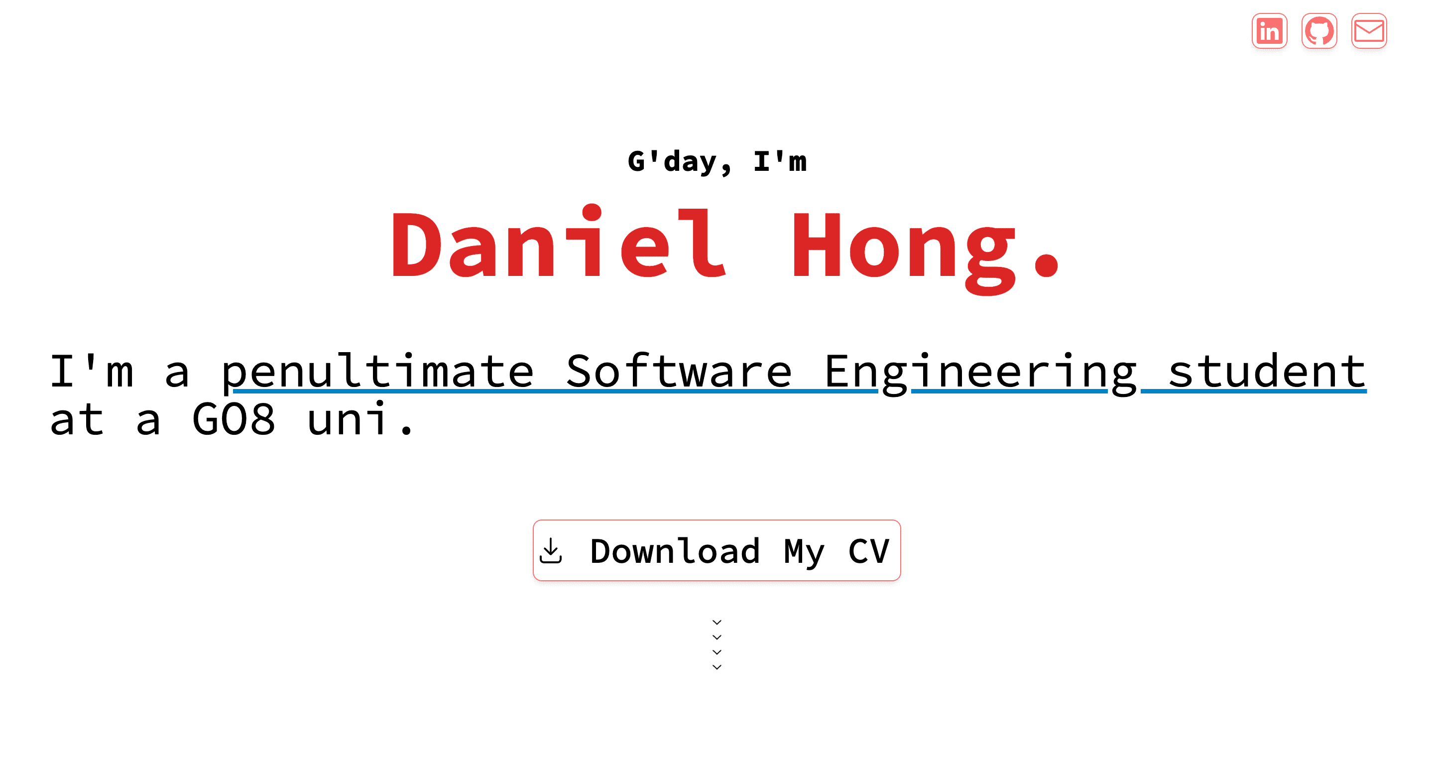 Screenshot of portfolio website